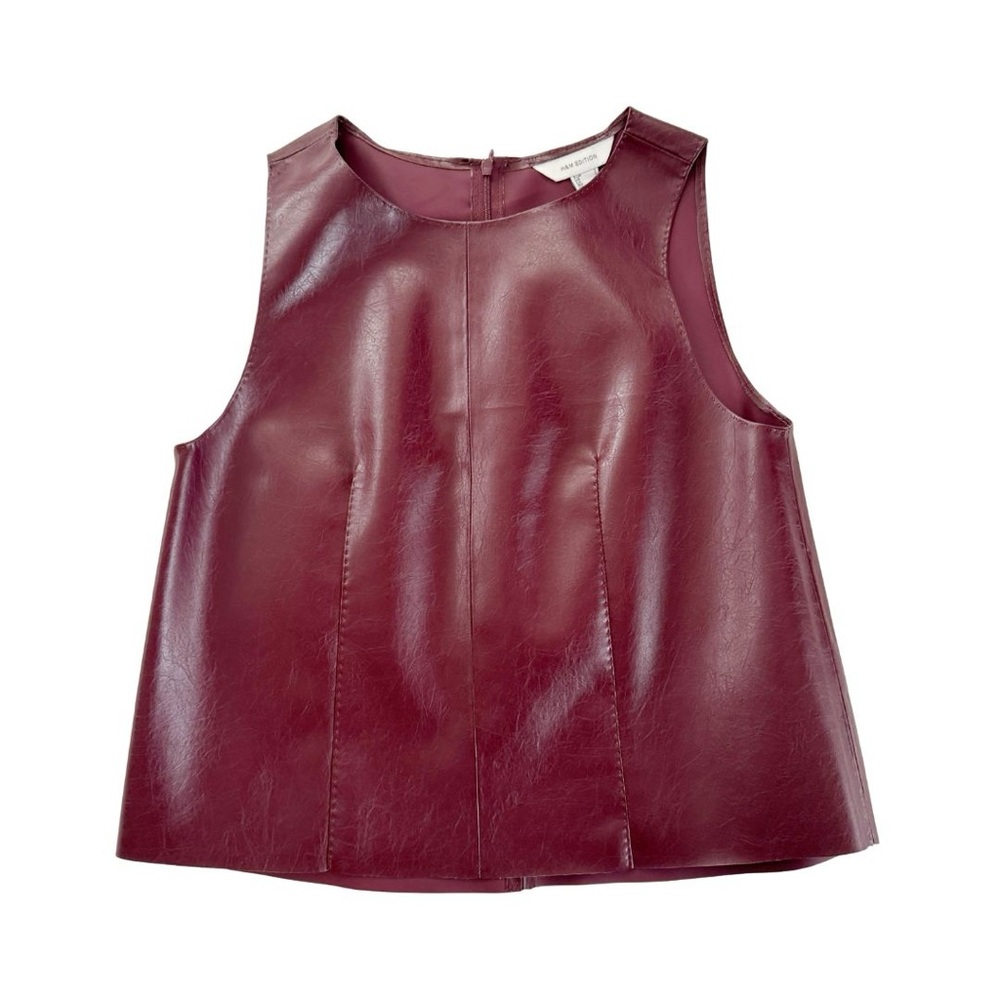 H&M Edition Burgundy Sleeveless Faux Leather Top